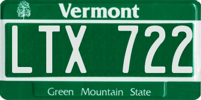 VT license plate LTX722