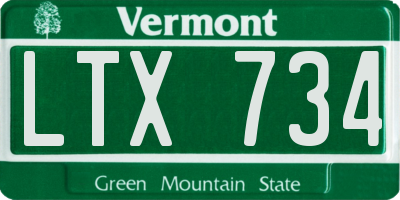 VT license plate LTX734