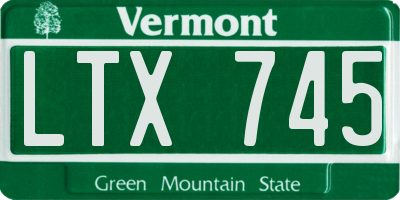 VT license plate LTX745