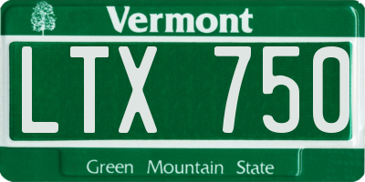 VT license plate LTX750