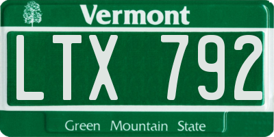 VT license plate LTX792