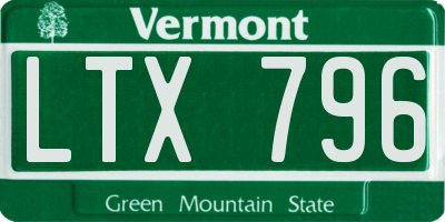VT license plate LTX796