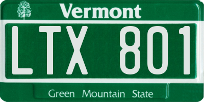 VT license plate LTX801