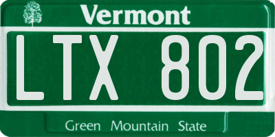 VT license plate LTX802