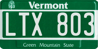 VT license plate LTX803