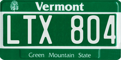 VT license plate LTX804