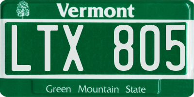 VT license plate LTX805