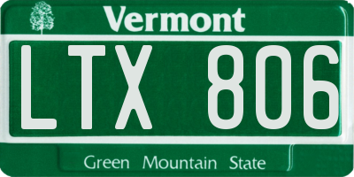 VT license plate LTX806