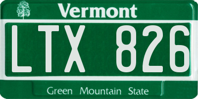 VT license plate LTX826