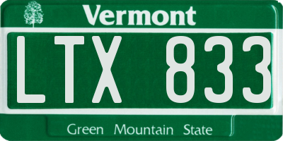 VT license plate LTX833