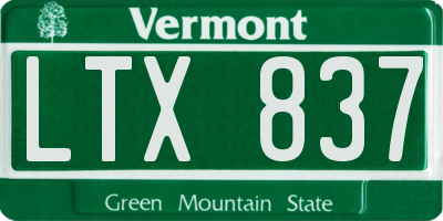 VT license plate LTX837