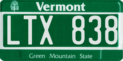 VT license plate LTX838