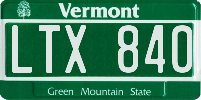 VT license plate LTX840