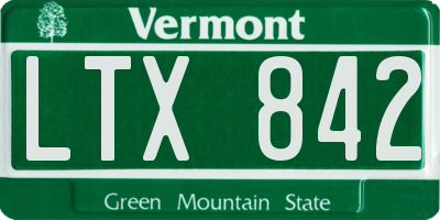 VT license plate LTX842