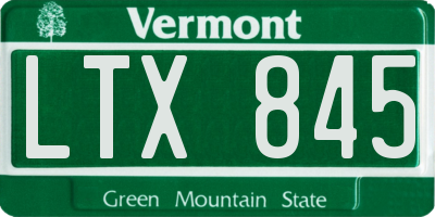 VT license plate LTX845