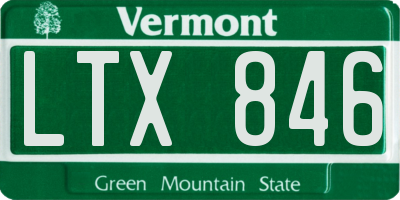 VT license plate LTX846