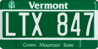 VT license plate LTX847
