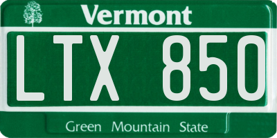 VT license plate LTX850