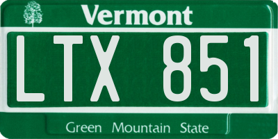 VT license plate LTX851