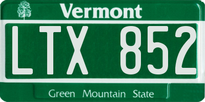 VT license plate LTX852