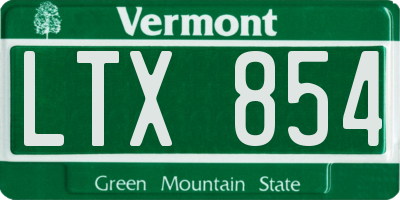 VT license plate LTX854