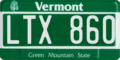 VT license plate LTX860