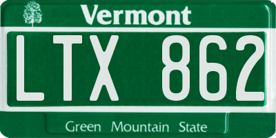 VT license plate LTX862