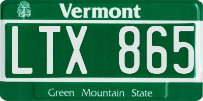 VT license plate LTX865
