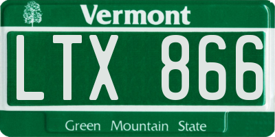 VT license plate LTX866