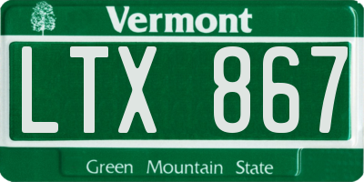 VT license plate LTX867