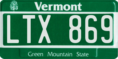 VT license plate LTX869