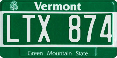 VT license plate LTX874