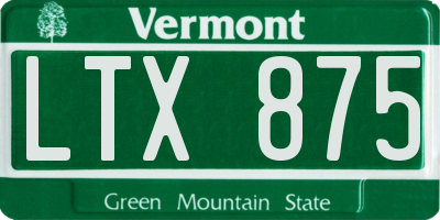 VT license plate LTX875