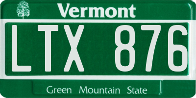 VT license plate LTX876