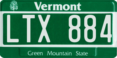 VT license plate LTX884