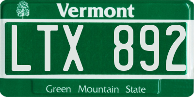 VT license plate LTX892