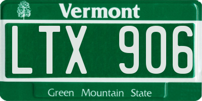 VT license plate LTX906