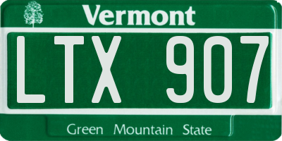 VT license plate LTX907