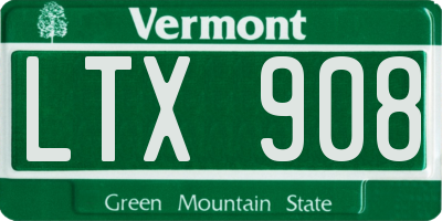 VT license plate LTX908