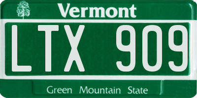 VT license plate LTX909