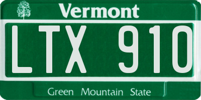 VT license plate LTX910