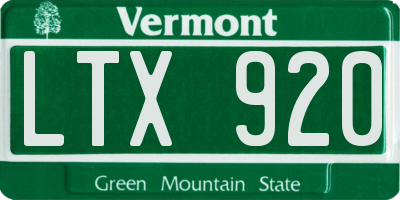 VT license plate LTX920