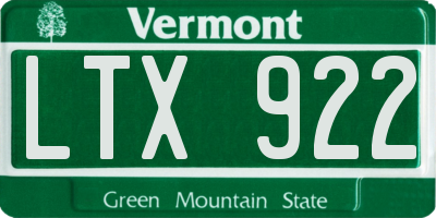 VT license plate LTX922