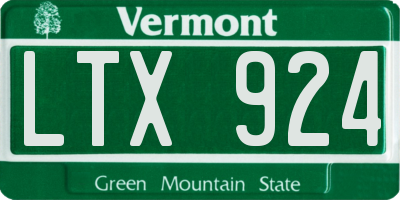 VT license plate LTX924