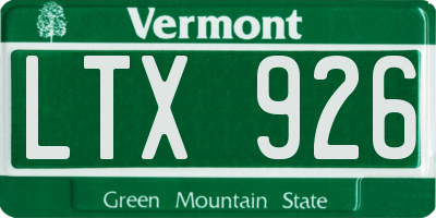 VT license plate LTX926