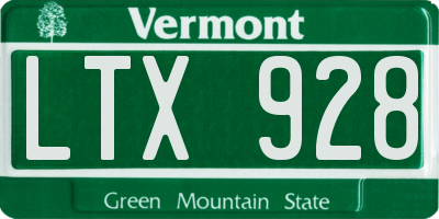 VT license plate LTX928