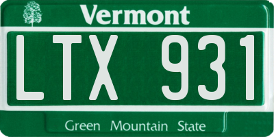 VT license plate LTX931