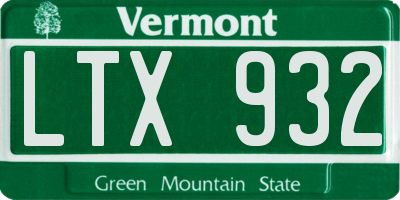 VT license plate LTX932