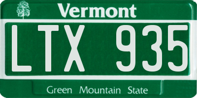 VT license plate LTX935