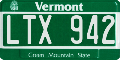 VT license plate LTX942